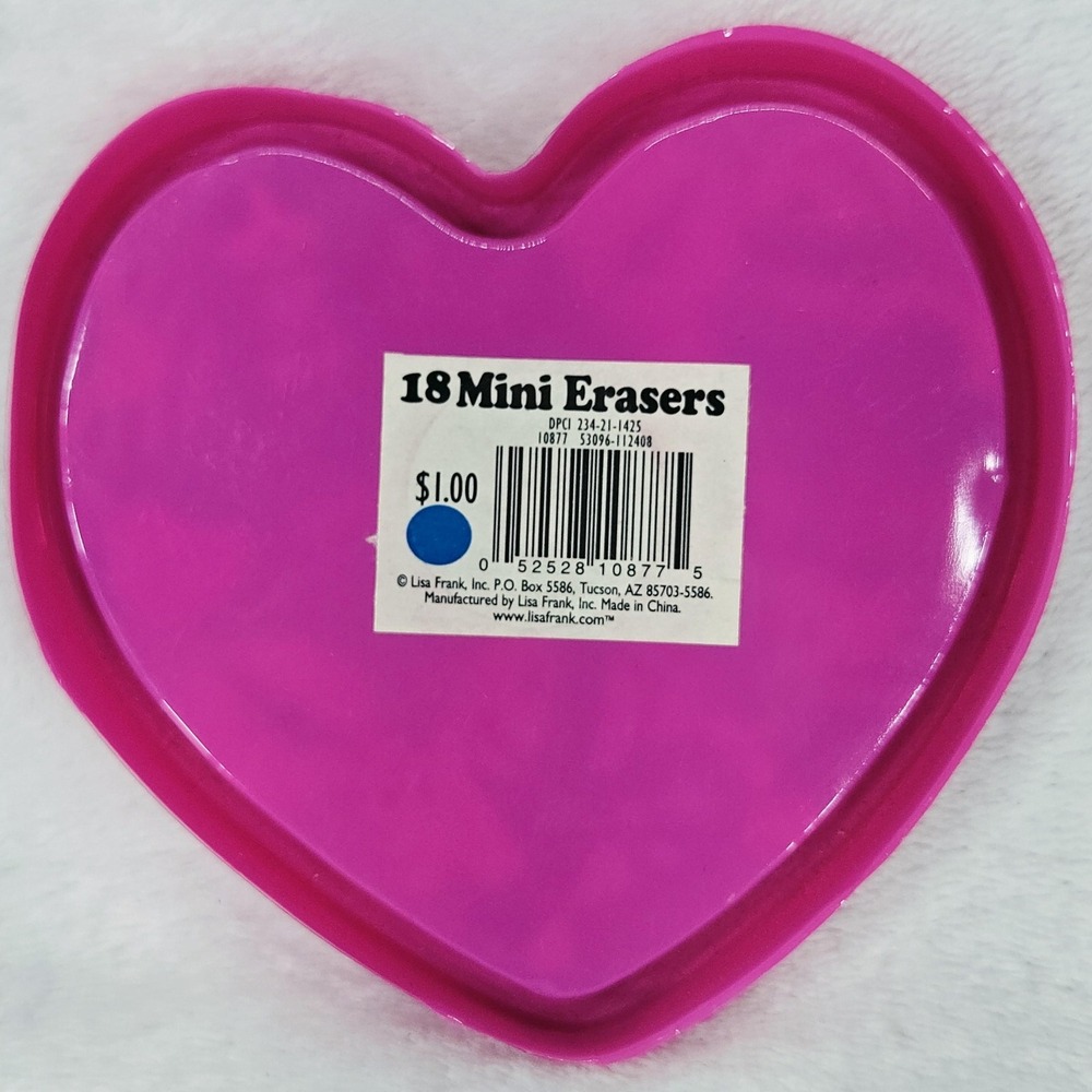 Lisa Frank 18 Mini Erasers Heart Case Multi-Color Childrens School Set Pencils - Picture 3 of 7